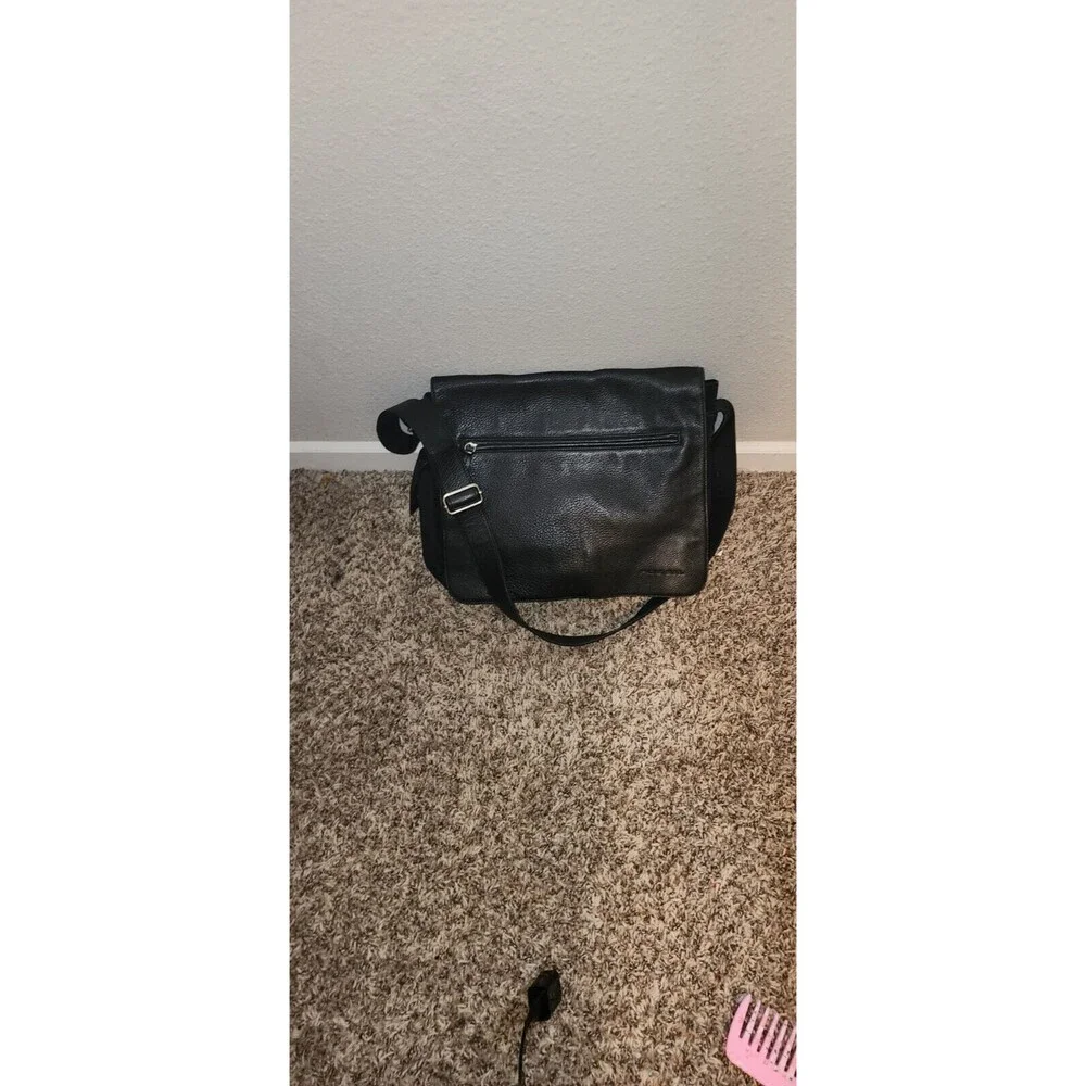 Fossil Messenger Bag Leather Nylon Crossbody Laptop Purse ZB 8843 Black Unisex